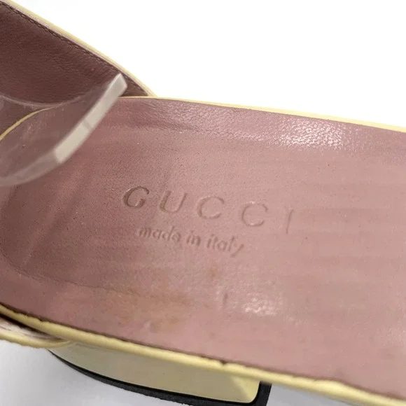 Gucci Horsebit Sandals Butter Yellow Patent Leather Low Heel Sz 36 / 6 - Picture 5 of 12
